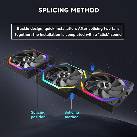Jungle Leopard Galaxy 120mm PC Reverse Blade Case Fans, ARGB and PWM Cooling Fan PC, Axle Core Double Ring CD Pattern Module Computer Fans, Daisy-Chain 5V RGB Fan (White 3 Pack)