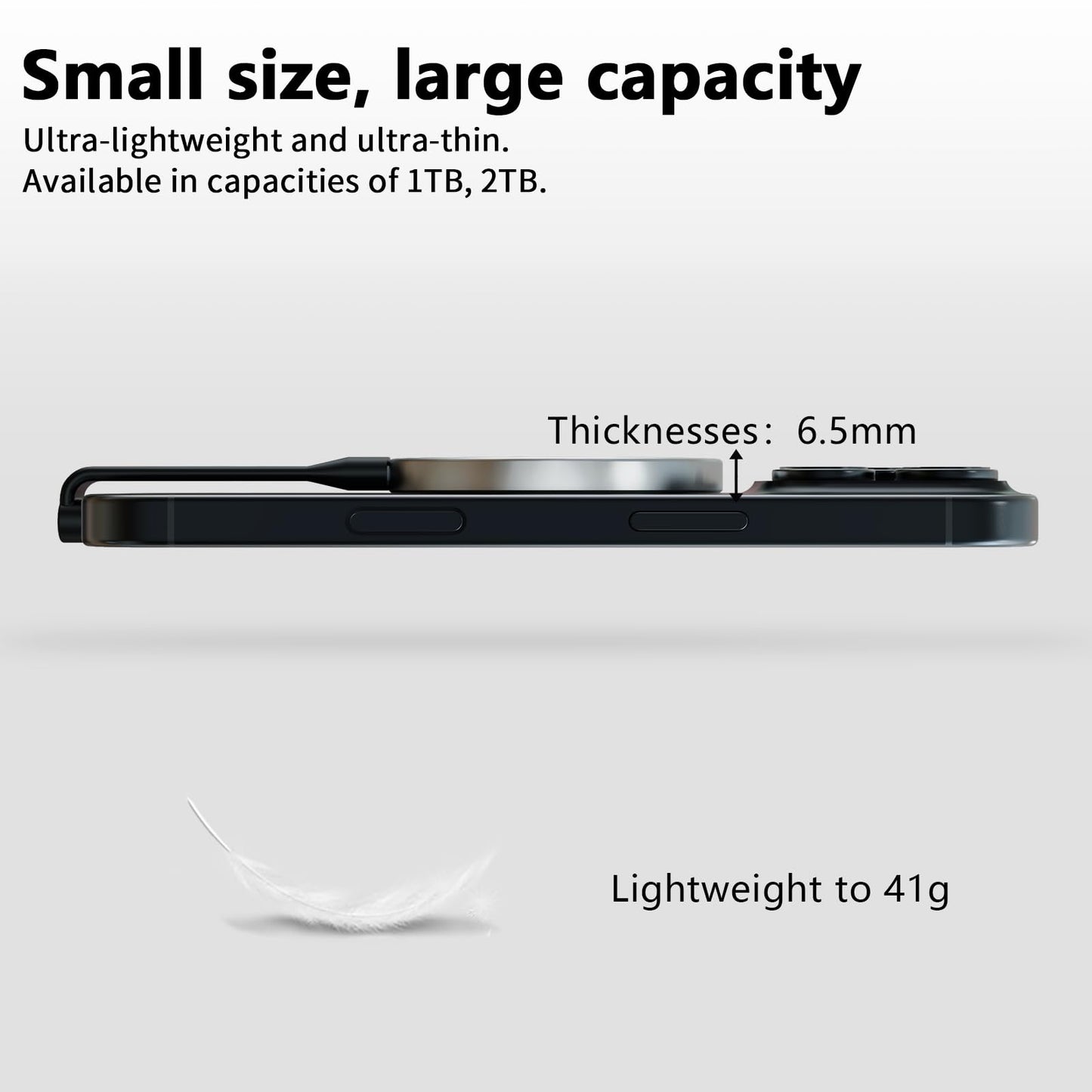 Aiffro P10 Magnetic PSSD 1TB，for iPhone MagSafe Portable SSD, Upto 2000MB/s-Type-C, SM2320，USB 3.2 Gen 2x2 20Gbps, Connectivity, Updated Firmware - Portable Magnetic External Solid State Solution