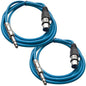 Seismic Audio - SATRXL-F6-2 Pack of 6 Foot 1/4 Inch TRS to XLR Female Patch Cables - Balanced - 6 Foot Patch Cord - Blue and Blue