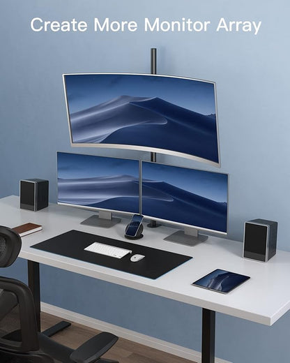HUANUO Monitor Arm Desk Mount, Fully Adjustable Stand Computer Mount for 13-32 In Screen, Ultra Wide Screen to 38In, Single Extra Tall 39 Inch Monitor Stand Holds up to 22lbs with C Clamp/Grommet Base