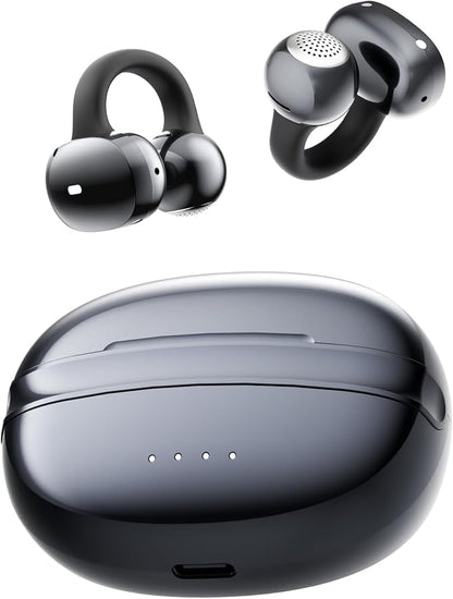 A50 Clip on Earbuds, Bluetooth 6.0 Wireless Open Ear Headphones w/5.3g Weightless Comfort,48H Playtime,3D Soundstage,Clear Call Mics,IPX5,Multipoint Connection,Fit for Workout Running Black