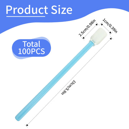 5.9" Foam Cleaning Swabs Lint-Free Lab/Printer/Optical Printheads 100 Pcs Foam Swabs for Inkjet Printheads, Sensors, Cameras and Gun Cleaning