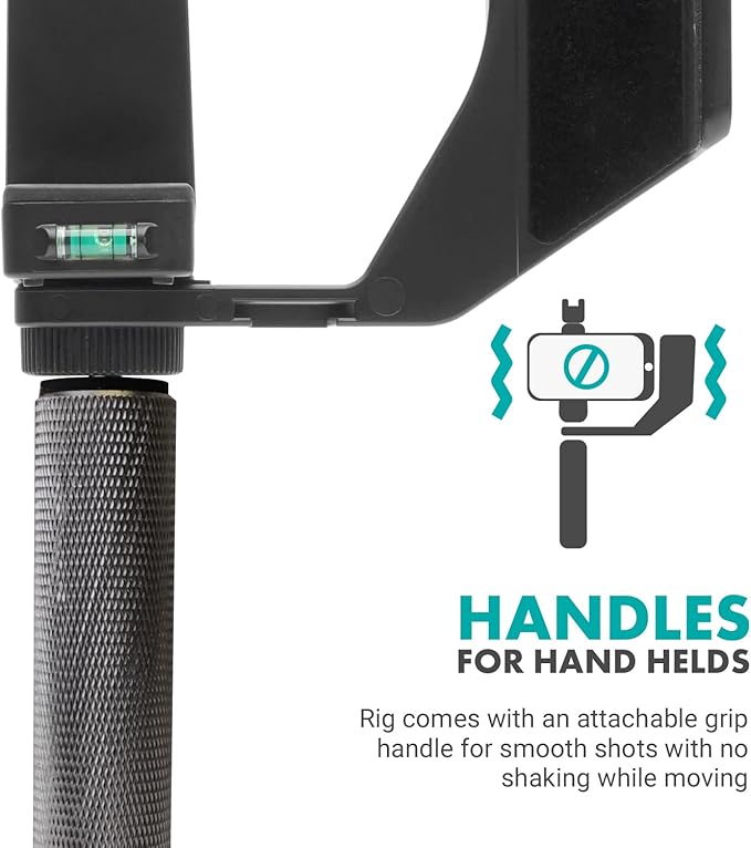 Movo Video Rig Compatible with The DJI OSMO Pocket 1, 2 - Includes Universal Smartphone Mount, Grip Handle, and 2 Cold Shoes for Mounting Microphone, Light - OSMO Pocket Microphone and Video Rig