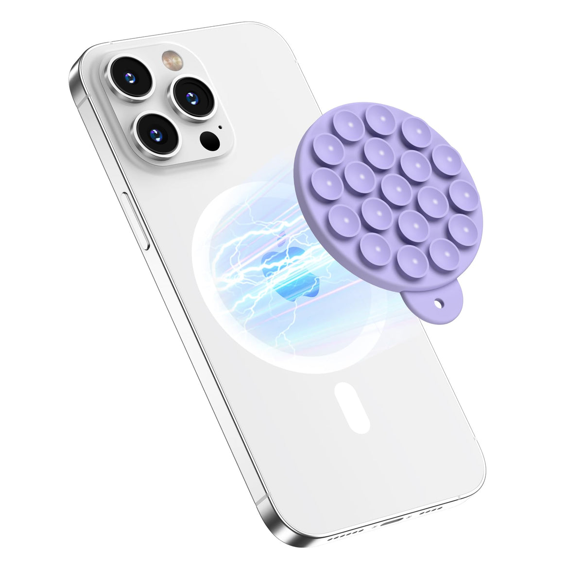 HSAOHD Magnetic Suction Cup Phone Mount, Compatible with MagSafe, Silicone Octo Cup Buddy Sticky Grip Holder for iPhone and Android, Removable Hands-Free Phone Stand Selfie/Video for TikTok, Red
