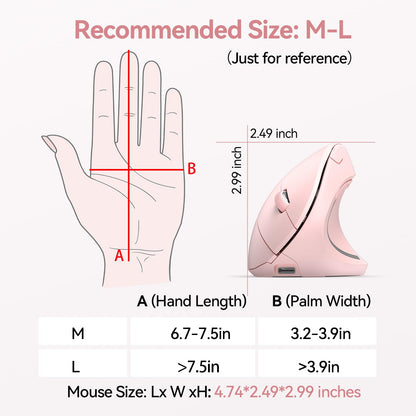 TECKNET Wireless Ergonomic Mouse, Rechargeable Wireless Vertical Mouse