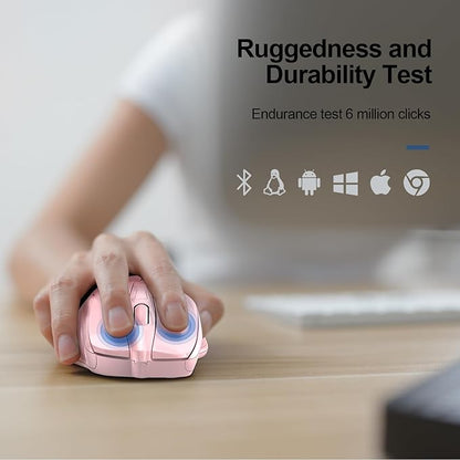 TECKNET Wireless Mouse (2.4G & BT5.0/3.0) Silent 4800 DPI Computer USB A & Bluetooth Mouse 6 Buttons, Wide Compatibility - Pink