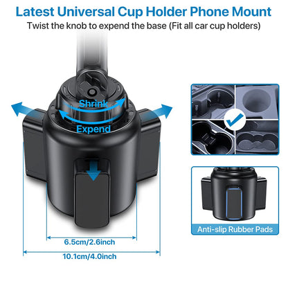 Miracase Cup Phone Holder for Car, [Upgraded Version] Adjustable Long Neck Car Cup Holder Phone Mount Cradle Friendly Compatible with iPhone Samsung Google and All Smartphones, Light Blue