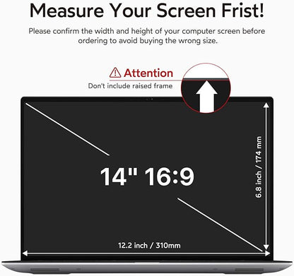 BERSEM 14 inch Removable Laptop Privacy Screen Filter for 16:9 Ratio Monitor, Anti-Spy, Anti-Glare, Anti-Scratch, UV-Blocking