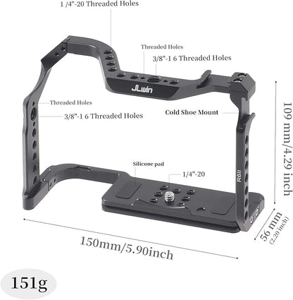 Hersmay EOS R6 II Camera Cage with Top Handle for Canon EOS R6 Mark II Mirrorless Camera Aluminum Alloy Film Movie Making Camera Video Cage with Shoe Mount