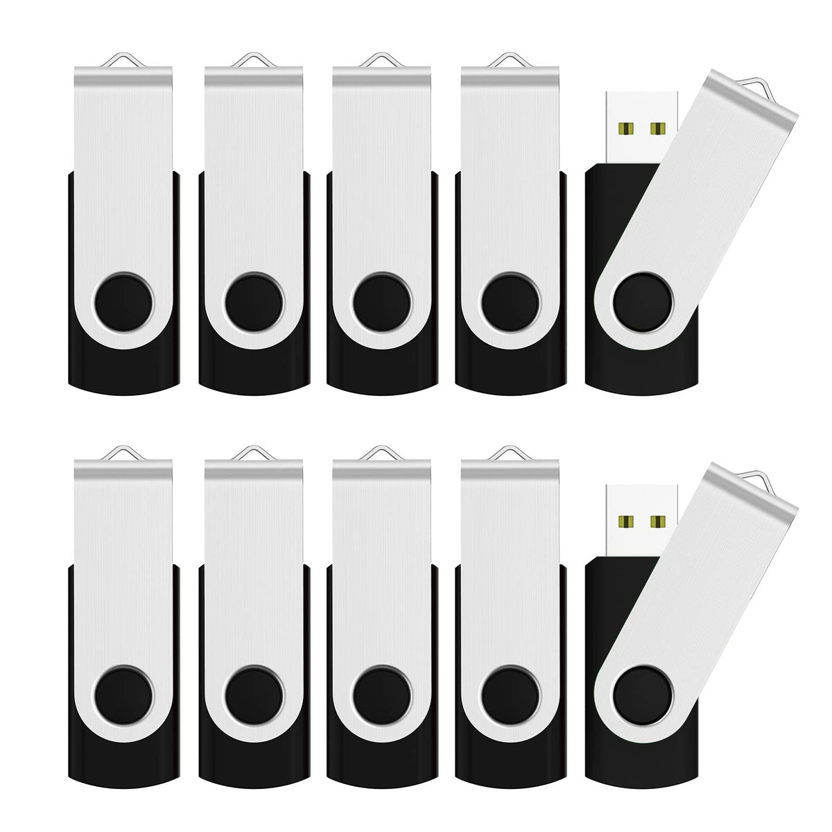 JUANWE 64GB USB Flash Drive 2 Packs, 2.0 Thumb Drive Foldable USB Storage Flash Drive Memory Stick with Lanyard Hole, Jump Drive Pen Drive Zip Drive Portable Flashdrive for PC/Tablet/Mac/Car, Black