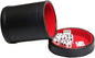 Leatherette Dice Cup with Lid, Includs 16mm Regular Dices, Red Felt Lining Dice Shaker Quiet for Playing Yahtzee/Farkle/Liars Dice/Board Game