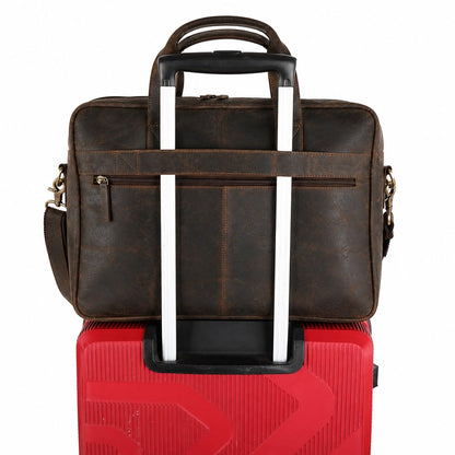 VINTAGE CRAFT SHOP Leather briefcases Laptop Messenger Bags Best Office Satchel Bag for Men and Women (Dark Brown)