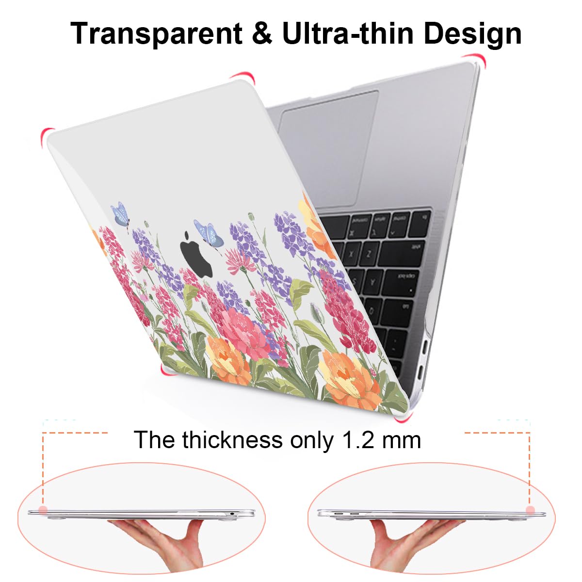 LCMOCICO for MacBook Pro 13 Inch Case 2022 2021 2020 Release A2338 M2 M1 A2251 A2289, Plastic Hard Shell Case for MacBook Pro 13.3 inch with Touch Bar & Touch ID, Pink & Purple Flowers