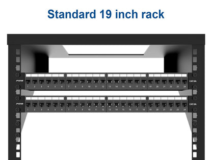 FGB 24 Port Cat6A Keystone Patch Panel, 19" Rackmount or Wall Mount, 1U with Back Bar, Network Patch Panel for Gigabit Ethernet