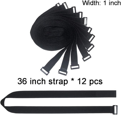 36 inch Cable Straps,12 pcs Reusable Fastening Hook and Loop Utility Cable Ties Down Wraps Adjustable Cinch Straps