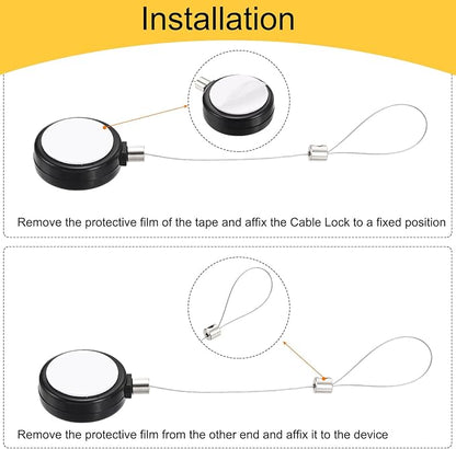 MECCANIXITY 1.8 ft Retractable Cable Lock with Latch Remote Control Security Lock with Adjustable Cord Tether Anti Theft for Laptop, TV, 200g, Black, 4 Pack