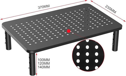 suptek Monitor Stand Riser for Computer,Laptop,Printer, Notebook and All Flat Screen Display with Vented Metal Platform,3 Height Adjustable Laptop Riser,2 Pack,Black(MST003-2)