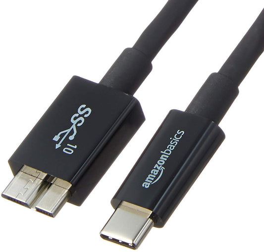 Amazon Basics USB-C to Micro USB 3.1 Gen 2 Fast Charging Cable, 10Gbps High-Speed Data Transfer, Compatible with External Hard Drive, 3 Foot, Black