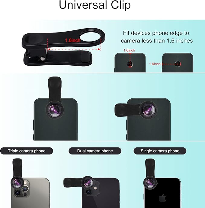 Cell Phone Camera Lens Kit,11 in 1 Super Wide Angle+ Macro+ Fisheye Lens +Telephoto+ CPL+3/6 Kaleidoscope+Starburst/Radial/Soft/Flow Filter Lens Compatible for iPhone X/8/7/6s/6 Plus, Samsung,Android