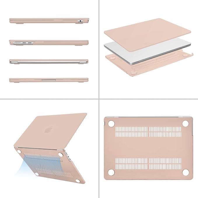 MOSISO Compatible with MacBook Air 13 inch Case 2025 2024 2023 2022 M4 A3240 M3 A3113 M2 A2681, Plastic Hard Shell&Keyboard Cover&Screen Film&Type C for MacBook Air 13.6 inch Case, Camel