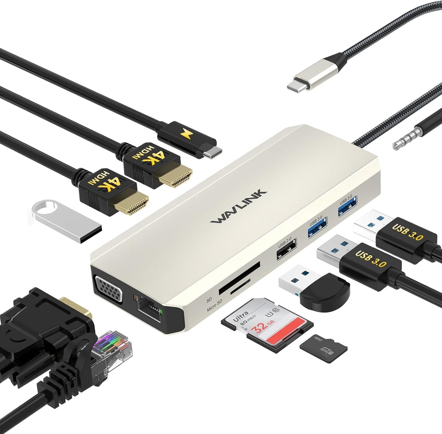 WAVLINK USB C Docking Station Dual Monitor for Dell/HP/Lenovo Laptop