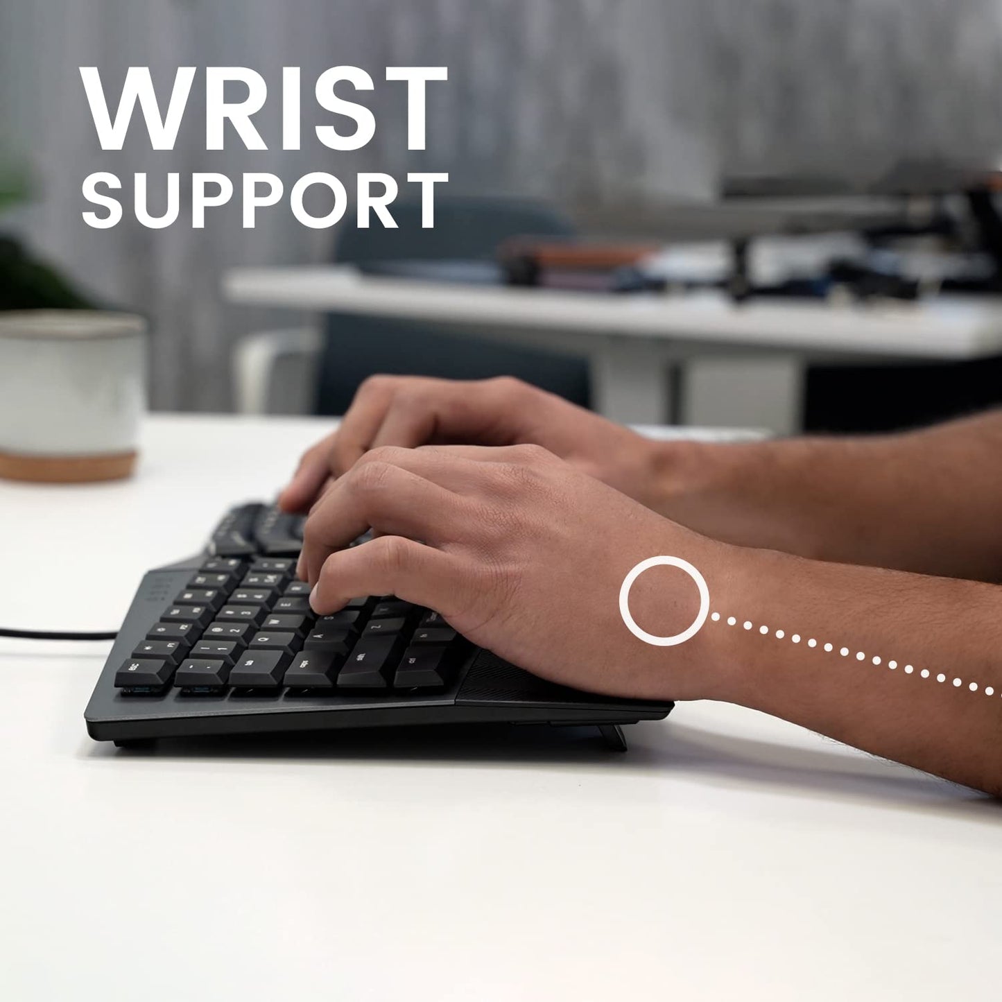 Perixx PERIBOARD-535BR Wired Ergonomic Mechanical Split Keyboard - Low-Profile Brown Tactile Switches - Programmable Feature with Macro Keys - Compatible with Windows and Mac OS X - US English, Black