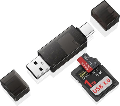 SD Card Reader,High-Speed USB C to Micro SD Card Adapter USB 3.0 Dual Slots,Memory Card Reader for SD/Micro SD/SDHC/SDXC/MMC,Compatible with iPhone 17 16 Pro Samsung S25 A17 MacBook Pro/Air Chromebook