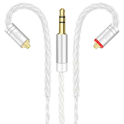 Premium HiFi IEM Cable - Silver-Plated 3.5mm to MMCX Cord, Lossless-Sound in-Ear Monitor Cables for Vibes 201/202, Shure SE215/315/425/535/846-Silver (HC001)