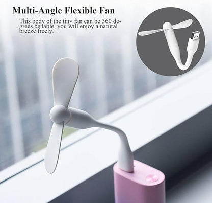 Mini USB Fan, Portable Pocket Fan USB-A Powered Little Cooler, Quiet Operation, for Home Office Car Outdoor Travel- 4 Pack (2 Black+ 2 White)