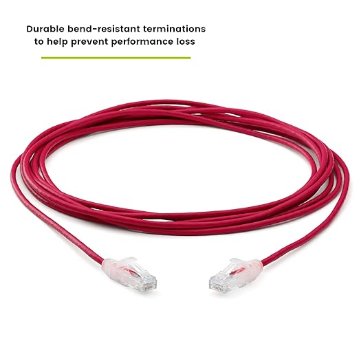 TRUECABLE Cat6 Component Rated Patch Cable, Unshielded (U/UTP), 14ft, Red, 28AWG Solid Copper, Snagless 10G High-Speed Ethernet Cable, PoE++ 4PPoE 100W, UL Listed, RoHS-3, 5 Pack