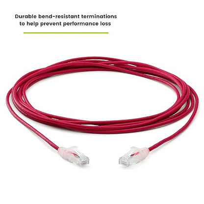 TRUECABLE Cat6 Component Rated Patch Cable, Unshielded (U/UTP), 14ft, Red, 28AWG Solid Copper, Snagless 10G High-Speed Ethernet Cable, PoE++ 4PPoE 100W, UL Listed, RoHS-3, 5 Pack