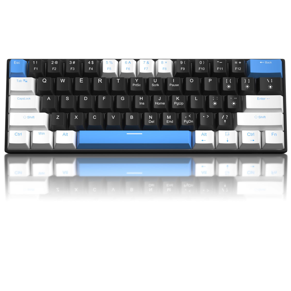 Camiysn 60% Mechanical Gaming Keyboard, White Gaming Keyboard with Red Switches, Detachable Type-C Cable Mini Keyboard with Blue LED Light for/PC/Laptop