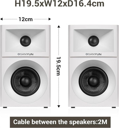 SW203 4.0 Computer Speakers - 60W 4-Way DSP Control 3D Immersive Sound - 3" Carbon Fiber Woofer & 20mm Silk Dome Tweeter - 24bit DAC USB/Bluetooth 5.4/AUX - Studio-Grade Audio (Pair, White)