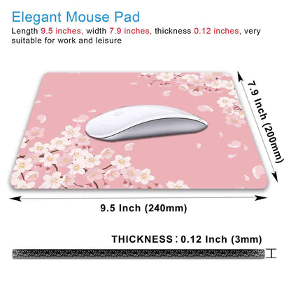 IMAYONDIA Cute Pink Mouse Pad, Floral Flowers Mouse Pad, Sakura Cherry Blossom Mousepad, Japanese Aesthetic Desk Decor, Anti Slip Rubber Base Mice pad for Computer Office Girl, 9.5 x 7.9 Inch