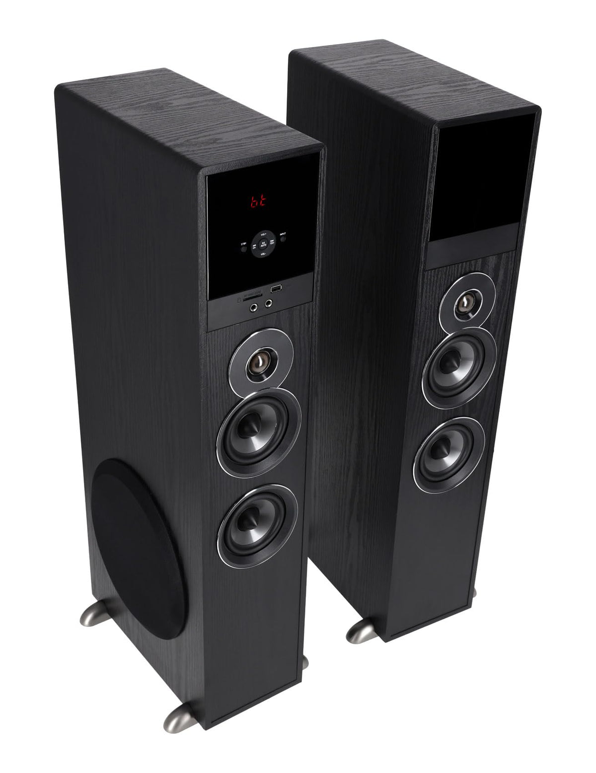 Rockville TM80C Cherry Powered Home Theater Tower Speakers, Dual 8" Subs