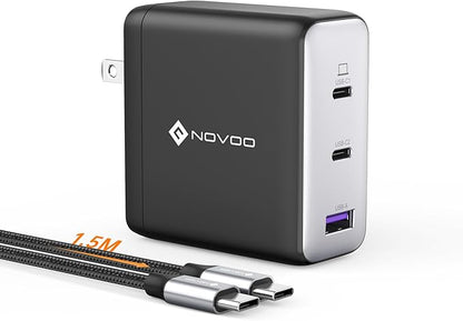 100W USB C Charger, 120W MacBook Pro Charger, 3-Port GaN Fast Charger with PD3.0, PPS, USB C Charger for MacBook pro & MacBook Air, ipad Air, iPhone 15, iPad, Laptops and All USB C Device