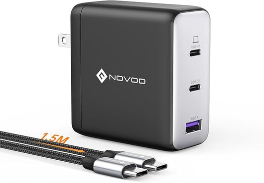 100W USB C Charger, 120W MacBook Pro Charger, 3-Port GaN Fast Charger with PD3.0, PPS, USB C Charger for MacBook pro & MacBook Air, ipad Air, iPhone 15, iPad, Laptops and All USB C Device