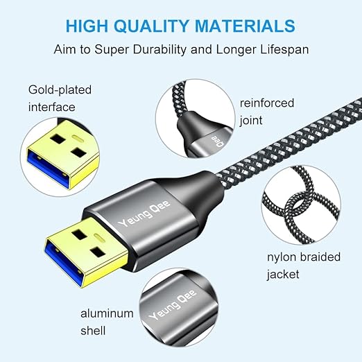 USB 3.0 A to A Male Cable 1 ft,Super Speed Type A Male to Male Cable USB 3.0 Double End USB Cord for Hard Disk, Cameras,Laptop Cooler, DVD Player and More (1FT/0.3M)