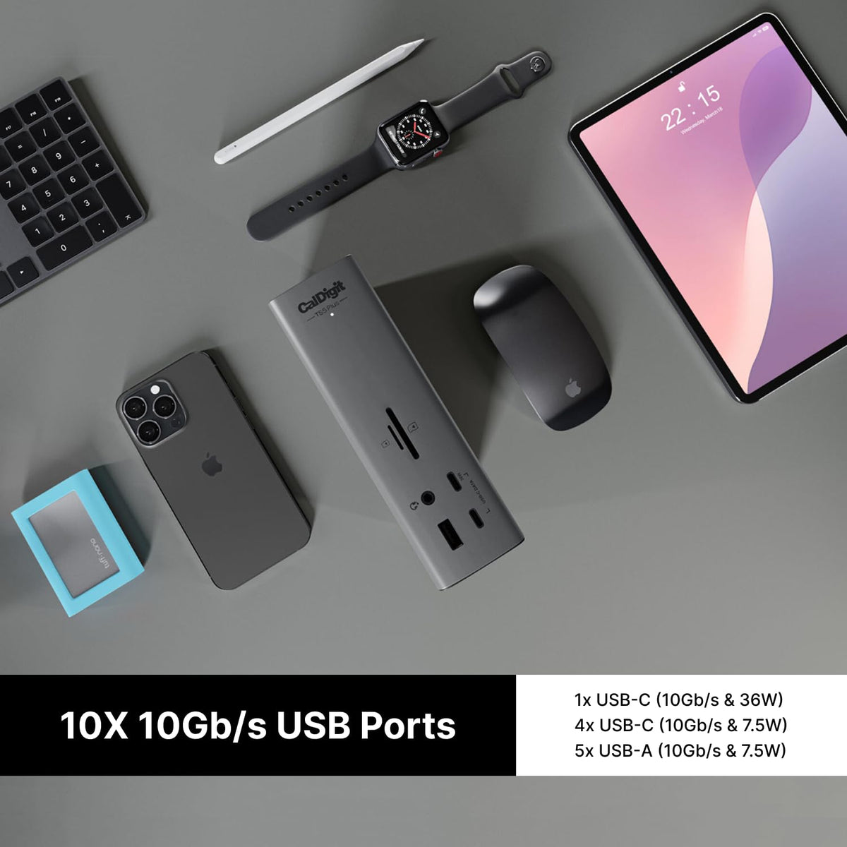 CalDigit TS5 Plus Thunderbolt 5 Docking Station: 20-Port PCIe-10GbE Mac|PC