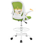 Drafting Chair Tall Office Chair with Flip-up Armrests, Adjustable Height, and Enhanced Lumbar Support - Ergonomic Rolling Stool, Back Support, and Adjustable Foot Rest Ring Light Blue