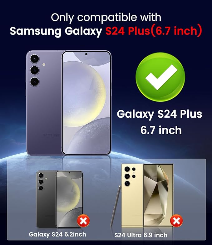 Magnetic for Samsung Galaxy S24 Plus Case [Compatible with MagSafe][Built-in Camera Lens Protector] Slim Soft Silicone Bumper Shockproof Metallic Luster Phone Case (Black)