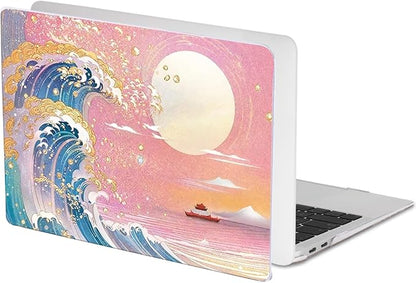 for MacBook Pro 13-inch Case 2022 2021 2020-2016 Release M2 M1 Chip A2338 A2251 A2289 A2159 A1989 A1706, Pattern Plastic Hard Shell Keyboard Cover Screen Film Webcam Cover, Sunset Glow Waves