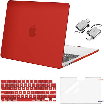MOSISO Compatible with MacBook Air 13 inch Case 2025 2024 2023 2022 M4 A3240 M3 A3113 M2 A2681, Plastic Hard Shell&Keyboard Cover&Screen Film&Type C for MacBook Air 13.6 inch Case, Red