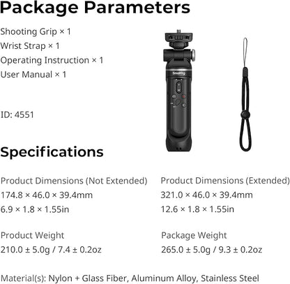 SmallRig SR-RG2 Multifunctional Wireless Shooting Grip, Adjustable Selfie Stick, Remote Control Camera, Compatible with Some Cameras for Nikon/for Canon/for Sony, for Vlogging, Live Streaming-4551
