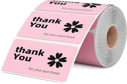 2.25x1.25 Inch Thermal Labels Pink, Holographic Sliver Barcode Thermal Labels for Thermal Printer and Small Business, Multi-Purpose Rectangle Stickers, 500 Sheets/Roll