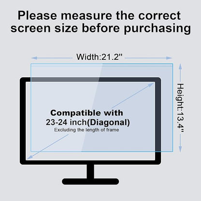 23-24 Inch Blue Light Filter for Computer Monitor, Computer Screen Blue Light Blocker Panel for 23, 23.6, 23.8, 24 Inch Diagonal Widescreen Desktop PC iMac Monitor, HD Not Anti-Glare
