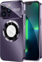 Magnetic for iPhone 13 Pro Case, Built-in Camera Lens Protector, Compatible with MagSafe, Logo View, Military Grade Protective Phone Cover, Purple