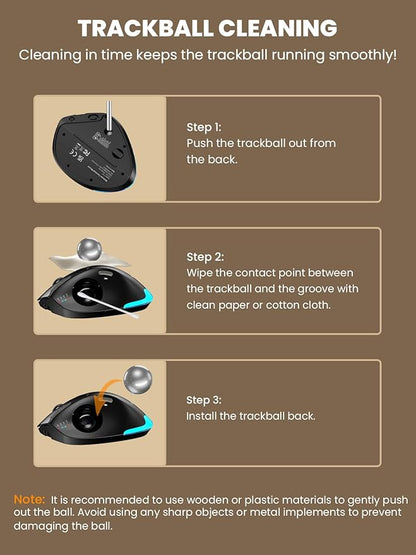 SABLUTE Wireless Trackball Mouse, Ergonomic Bluetooth Rechargeable Computer Mouse, Backlit Rollerball Thumb Laptop mice with 5 Level DPI, Adjustable Angle, 3 Devices Connection for PC, Mac, Windows