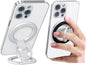 Magnetic-Phone-Ring-Holder with Dual Rings, Compatible with iPhone 16/15/14/13/12, Multifunctional Stand for Desk,Office,Gym,Kitchen & All Metal Surfaces, Finger Loop Grip (Silver)