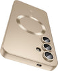 Magnetic for Samsung Galaxy S24 Case [Compatible with MagSafe][Built-in Camera Lens Protector] Slim Soft Silicone Bumper Shockproof Metallic Luster Phone Case (Gold)